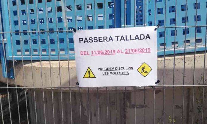 Tancat al pas el Pont de la Pava
