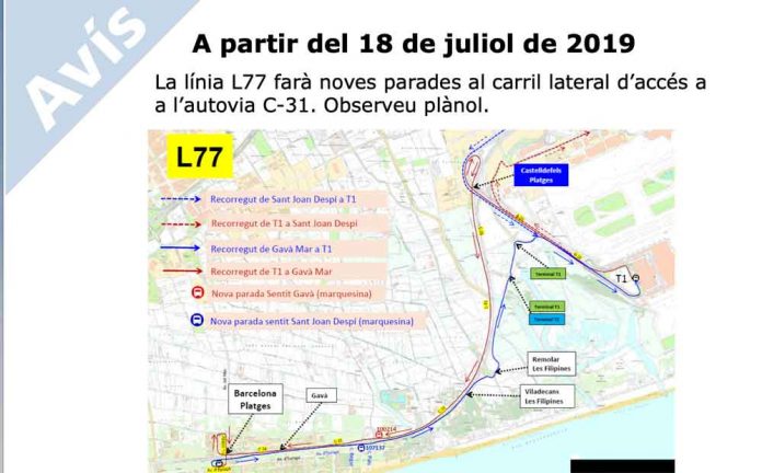 Noves parades del bus L77