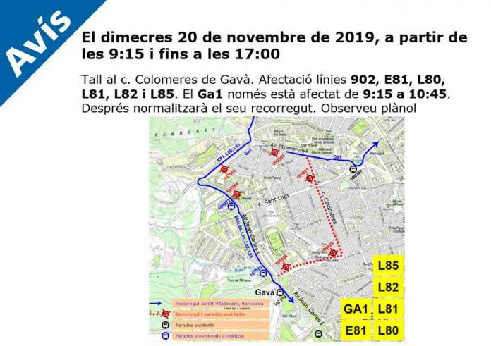 Atenció CANVIS DE RECORREGUT DEL BUS