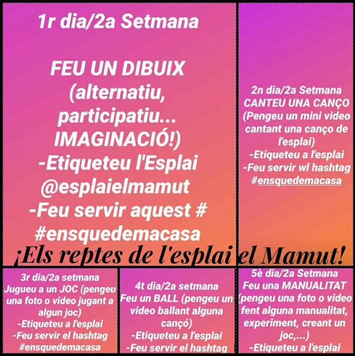 L’Esplai El Mamut llença un repte diari pels més petits Esplai El Mamut