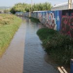 Aigua que inunda la Riera dels Canyars, aquest mateix matí