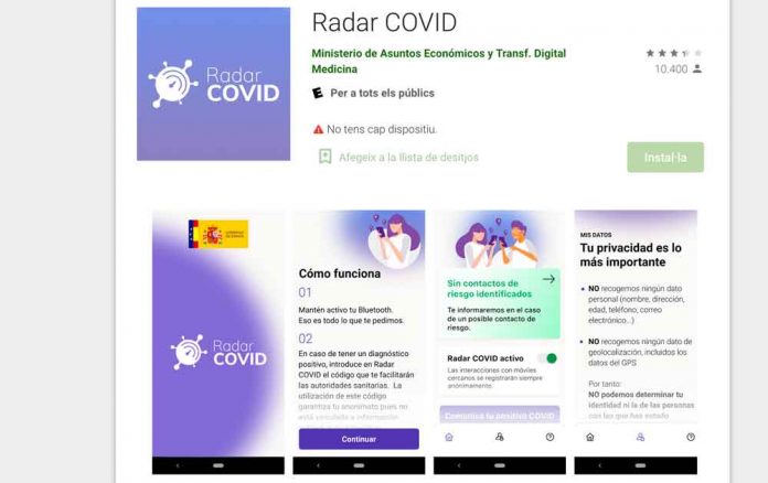 Radar Covid ja està operativa