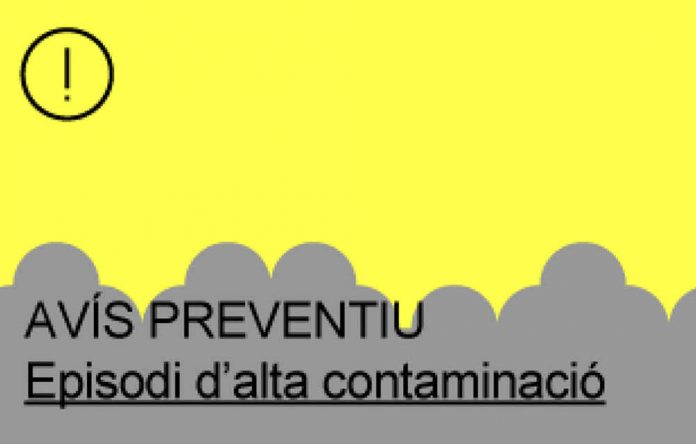 Avís preventiu per contaminació per partícules