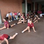 Un moment del taller de gimnàstica aeròbica d’aquest matí
