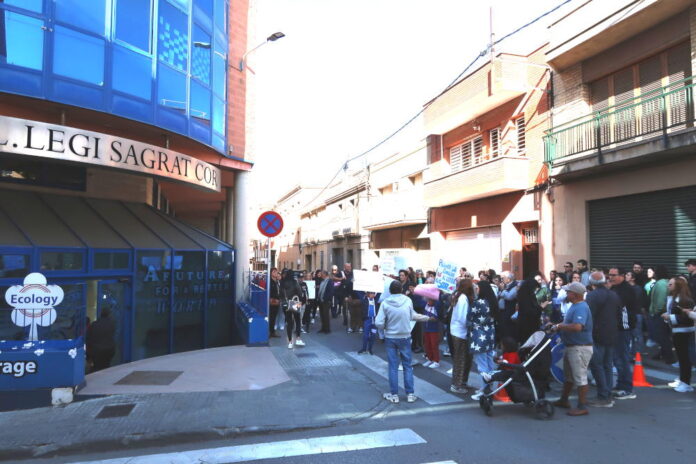 Un moment de la manifestació d'aquest matí Sagrat Cor