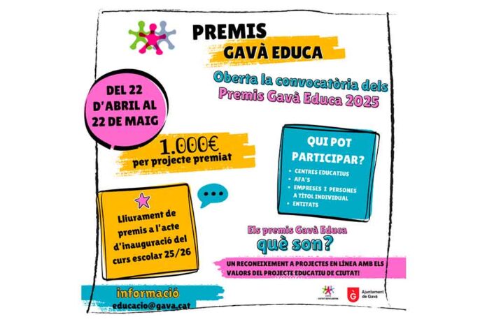 Convocats els Premis Gavà Educa 2025